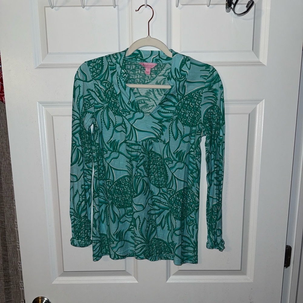 Green Patterned Women's Top